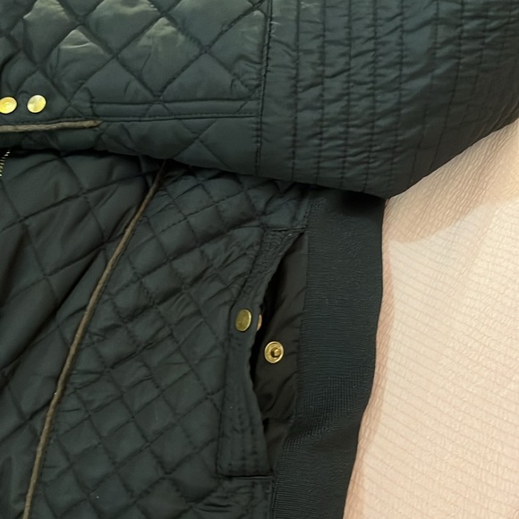 YMI Quilted Black and Tan Fur Lined Jacket Gold Accents - Picture 8 of 17